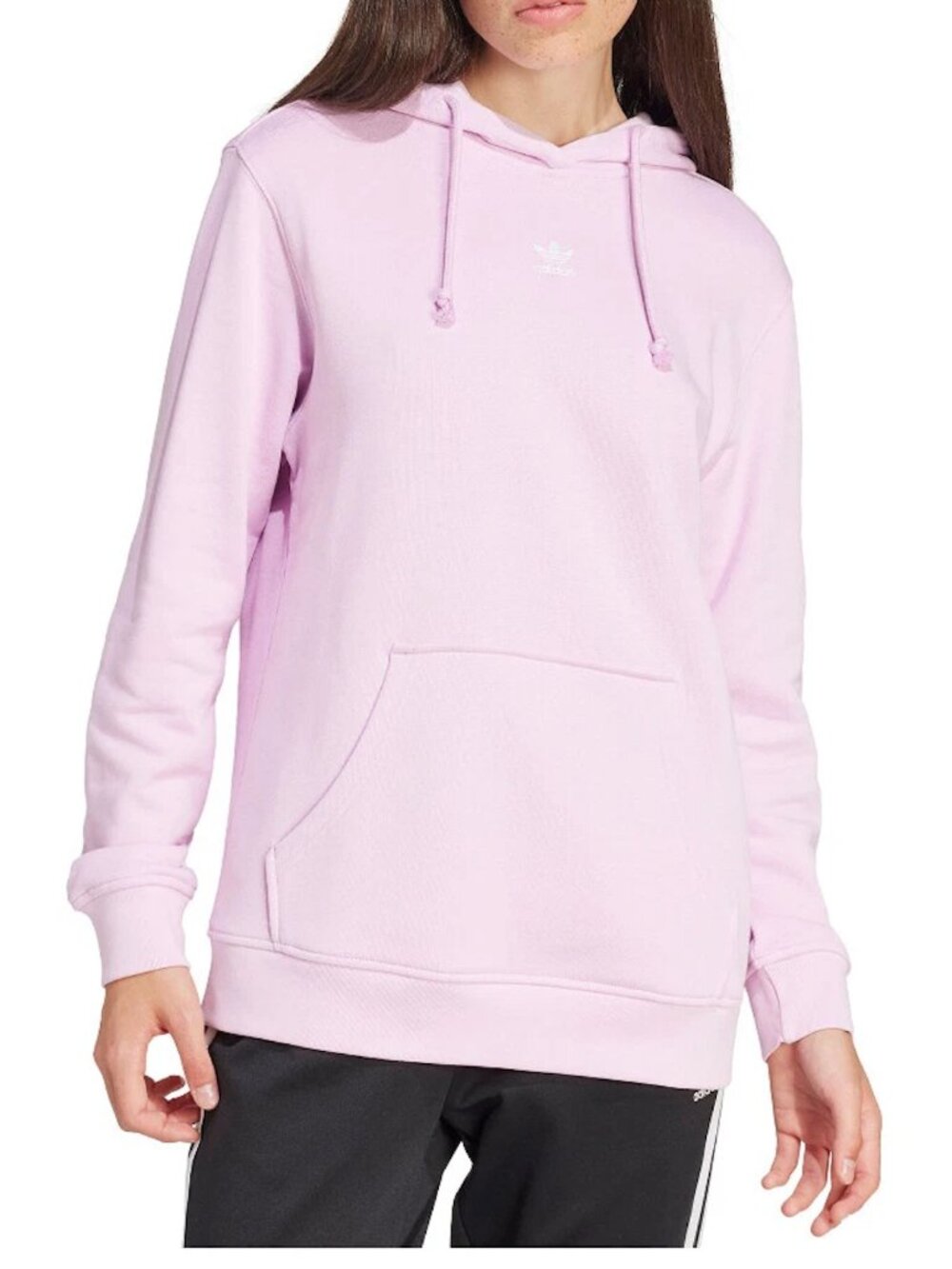 adidas Womens Essentials Small Logo FeelCozy Hoodie in Pink (XS)